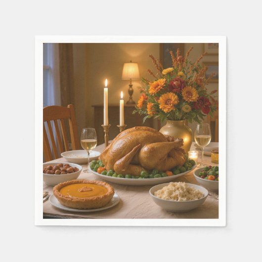 Thanksgiving Turkey Feast With Candles Serviette (Vorderseite)