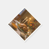 Thanksgiving Turkey Feast With Candles Serviette (Ecke)