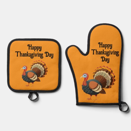 Thanksgiving Turkey  Ofenhandschuh & Topflappen-Set (Vorderseite)