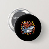 Thanksgiving Turkey Riding Shark Funny Autumn Boys Button (Vorne & Hinten)