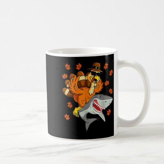 Thanksgiving Turkey Riding Shark Funny Autumn Boys Kaffeetasse (Rechts)