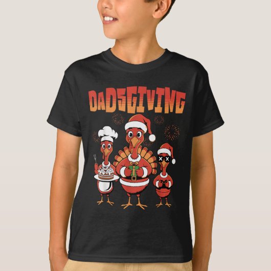 Thanksgiving Turkey Squad Dancing Dad Mom Kid Happ T-Shirt (Vorderseite)