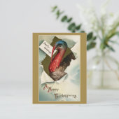  Thanksgiving turkey vintage art drawing Postkarte (Stehend Vorderseite)