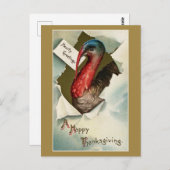 Thanksgiving turkey vintage art drawing Postkarte (Vorne/Hinten)