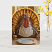 Thanksgiving Turkey With Knife and Fork Karte (Gelbe Blume)