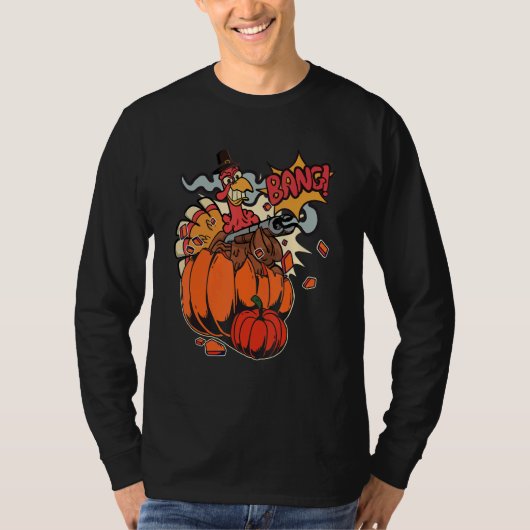 Thanksgiving Turkey with Pumpkin Shotgun 1 T-Shirt (Vorderseite)