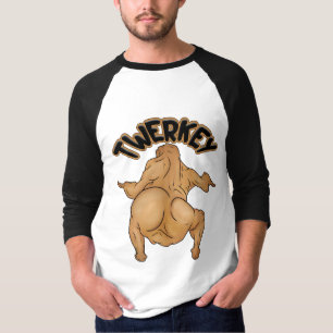 Thanksgiving Twerkey 3/4 Ärmel Raglan T-Shirt