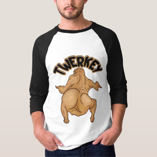 Thanksgiving Twerkey 3/4 Ärmel Raglan T-Shirt (Vorderseite)