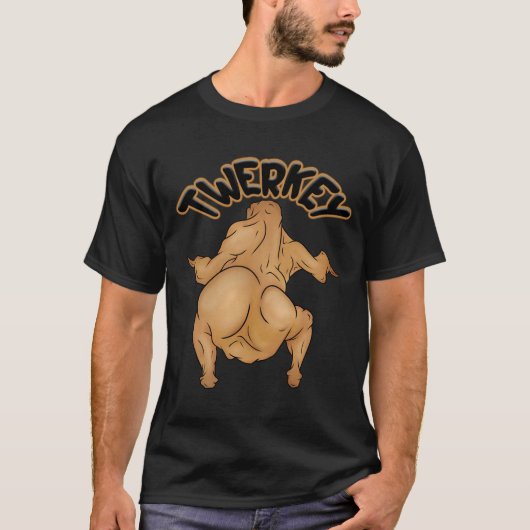 Thanksgiving Twerkey Basic Dunkles T-Shirt (Vorderseite)