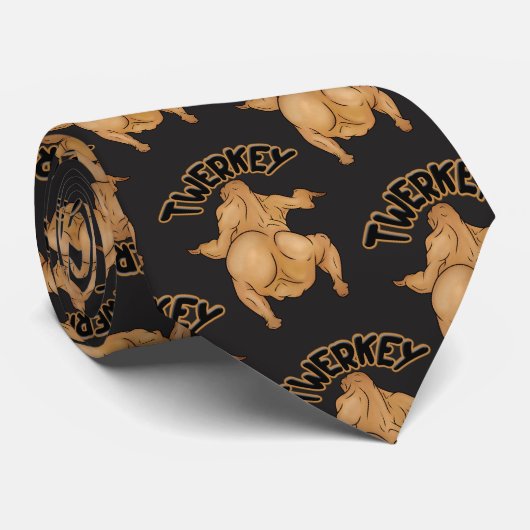 Thanksgiving Twerkey Neck Tie Krawatte (Gerollt)