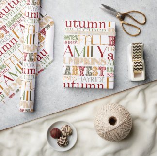 Thanksgiving Typography Design Wrapping Paper Geschenkpapier