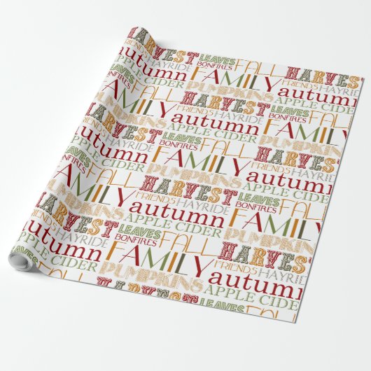Thanksgiving Typography Design Wrapping Paper Geschenkpapier (Ungerollt)