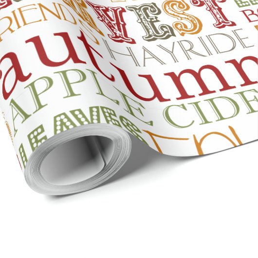 Thanksgiving Typography Design Wrapping Paper Geschenkpapier (Rolleneckpunkt)