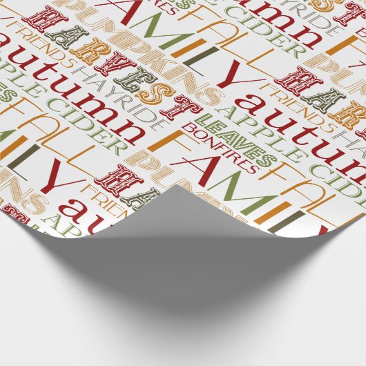 Thanksgiving Typography Design Wrapping Paper Geschenkpapier (Ecke)