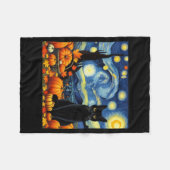 Thanksgiving Van Gogh Starry Night Black Cat Pumpk Fleecedecke (Vorderseite (Horizontal))
