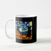 Thanksgiving Van Gogh Starry Night Black Cat Pumpk Kaffeetasse (Links)