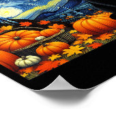 Thanksgiving Van Gogh Starry Night Black Cat Pumpk Poster (Ecke)