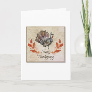 Thanksgiving Watercolor Turkey Card Feiertagskarte