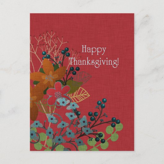 Thanksgiving Wildflowers Postcard Feiertagspostkarte (Vorderseite)