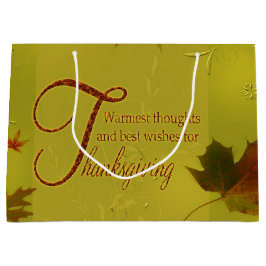Thanksgiving Wishes Typography Leaves Große Geschenktüte