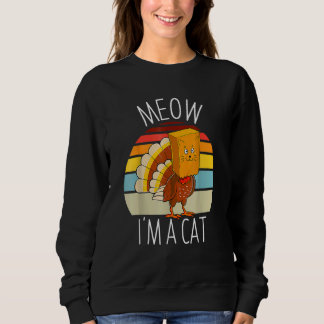 Thanksgiving Women Men Kid Family Turkey Meow Fake Sweatshirt