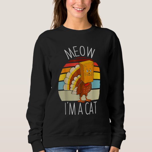 Thanksgiving Women Men Kid Family Turkey Meow Fake Sweatshirt (Vorderseite)