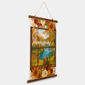 Thanksgiving Wood Topped Wall Tapestry Wandteppich Mit Holzrahmen (Gewinkelt)