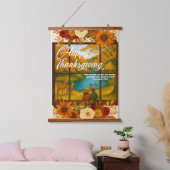 Thanksgiving Wood Topped Wall Tapestry Wandteppich Mit Holzrahmen (Schlafzimmer)