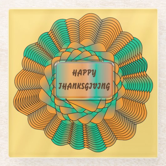Thanksgivng Modern Unique Gold Herbstfarben Glasuntersetzer (Vorderseite)