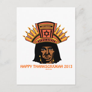 THANKSGIVUKAH INDIAN MENORAH MAN POSTKARTE