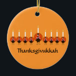 Thanksgivukkah die Türkei Menorah Verzierung Keramik Ornament<br><div class="desc">PRLimages ist eine Abteilung der Malereien durch Rachel Lowry.</div>