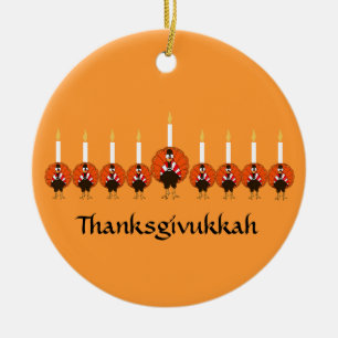 Thanksgivukkah die Türkei Menorah Verzierung Keramik Ornament