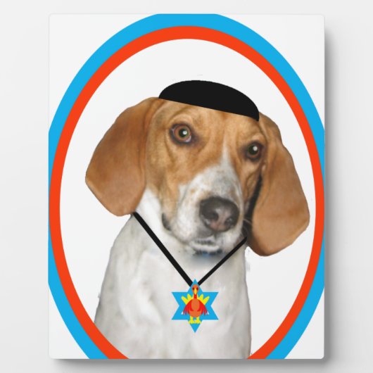 Thanksgivukkah Funny Hound Dog with Yamaka Fotoplatte (Vorderseite)