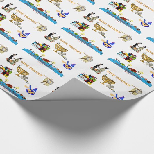 THANKSGIVUKKAH GEBEN DANK-GESCHENKE FÜR CHANUKKA GESCHENKPAPIER (Ecke)