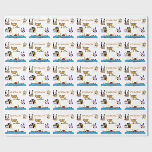 THANKSGIVUKKAH GEBEN DANK-GESCHENKE FÜR CHANUKKA GESCHENKPAPIER (Flach)