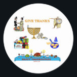 THANKSGIVUKKAH GIBT DANKEN FÜR HANUKKAH RUNDER AUFKLEBER<br><div class="desc">DIESE EINZIGARTIGEN AMERIKANISCHEN JÜDISCHEN THANKSGIVUKKAH "GIVE DANKS" PRÄSENTE WERDEN FAMILIEN UND FREUNDE LIEBEN. SIE KÖNNEN FÜR JEDEN,  SOGAR DEN HUND,  SHIRTS KAUFEN,  DIE IHNEN PASSEN. TRAGEN SIE AUCH EINEN PASSENDEN HAT. WAS FÜR EIN GROSSES HOSTESS GEHT!</div>