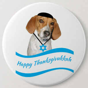 Thanksgivukkah Knopf-lustiger Jagdhund mit Yamaka Button