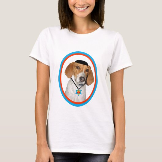 Thanksgivukkah lustiger Jagdhund mit Yamaka T-Shirt (Vorderseite)