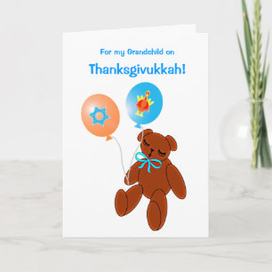 Thanksgivukkah Teddybär-Baby-Gruß-Karte Feiertagskarte