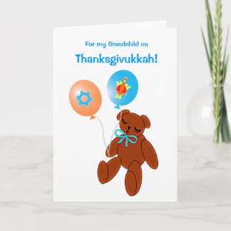 Thanksgivukkah Teddybär-Baby-Gruß-Karte Feiertagskarte