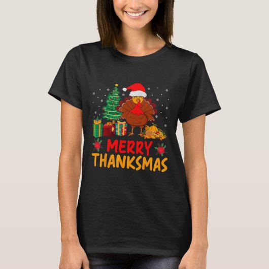 Thanksmas Weihnachts-Erntedank Türkei Santa T-Shirt (Vorderseite)