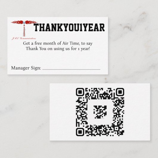 THANKYOU1JAHRESKupon Visitenkarte (Vorne/Hinten)