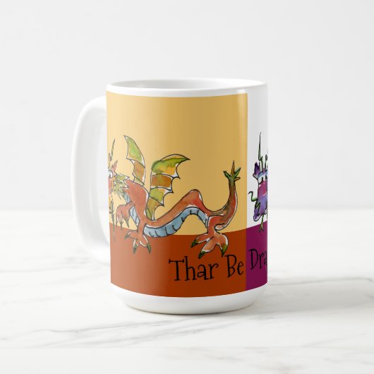 Thar Be Dragons Kaffeetasse (Vorderseite Links)
