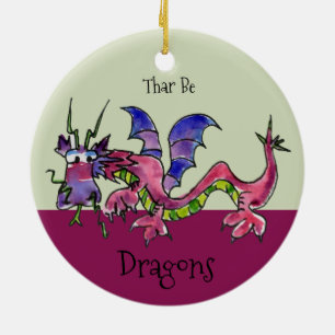 Thar Be Dragons Keramikornament