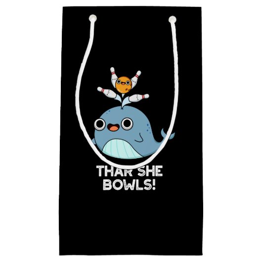Thar She Bowls Funny Whale Bowling Pun Dark BG Kleine Geschenktüte (Vorderseite)