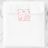 That’s Amore Italian Doodles Wedding Napkin Quadratischer Aufkleber (Tasche)