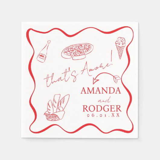 That’s Amore Italian Doodles Wedding Napkin Serviette (Vorderseite)