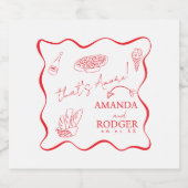 That’s Amore Italian Doodles Wedding Schaumweinetikett (Einzelnes Label)