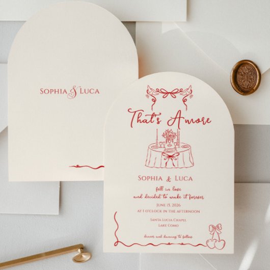 That’s Amore Italian Whimsical hand drawn Wedding Einladung