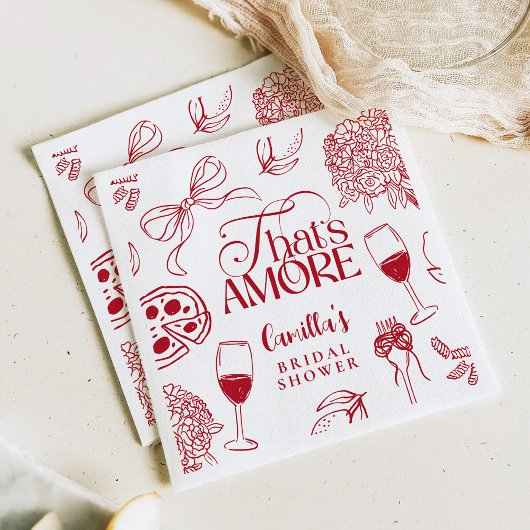 That’s Amore Red Bridal Shower Napkin Serviette